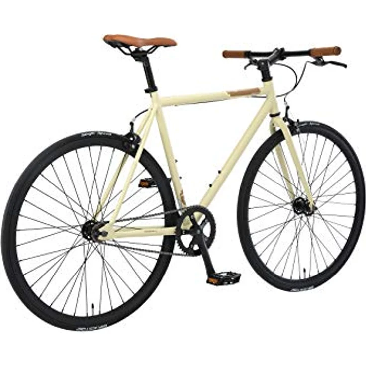 BIKESTAR Singlespeed 700C 28 Zoll City Stadt Fahrrad Fixie | Retro Vintage Herren Damen Rad | Beige & Braun | Risikofrei Testen – Bild 5