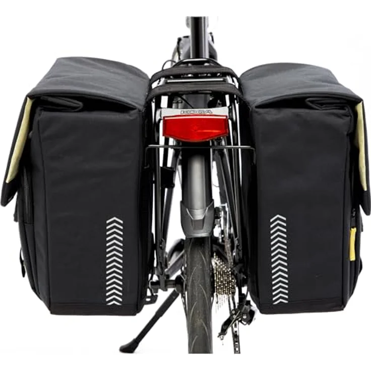 New Looxs Velotasche, doppelte Gepäckträgertasche aus 100 % recyceltem Polyester, wasserabweisend, 32 l mit Reflexelementen und zusätzlichen Reißverschlusstaschen – Bild 4