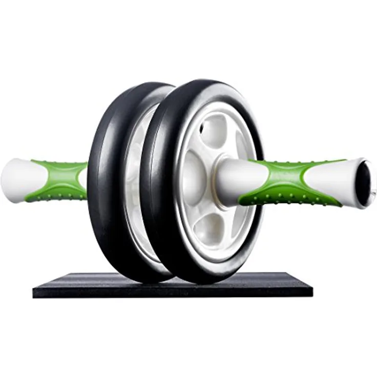 Ultrasport Bauchtrainer AB Roller, AB Trainer inkl.Kniematte, Bauchtraining für Männer und Frauen Bauchmuskelroller mit Multifunktion, für Senioren, platzsparend klappbarer Muskeltrainer, Weiß/Grün