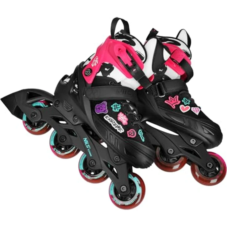 Nils Camp Inliner VERSTELLBAR, ABEC-5 Kugellager Inline-Skates für Kinder & Jugendliche, Pink, Größe 37-40 – Bild 2