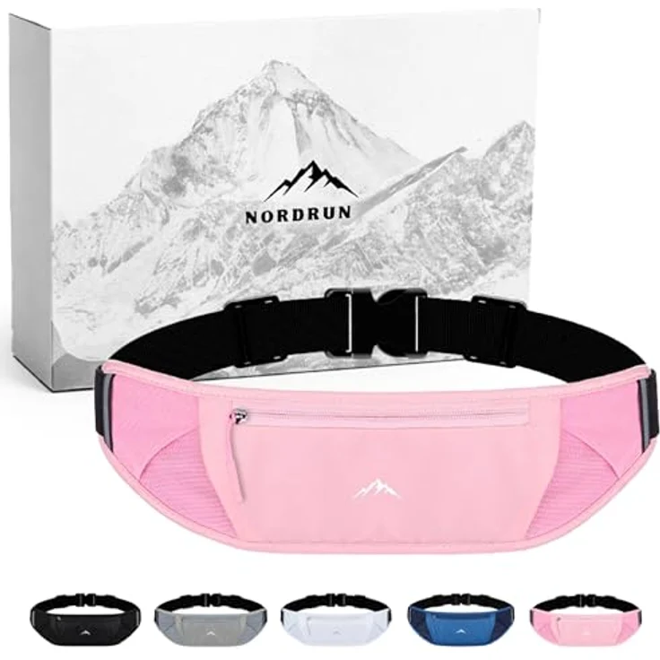 NORDRUN Laufgürtel für alle Handys, verstellbar und wasserdicht, rosa, mit großer Kapazität und Kopfhörerloch – Bild 1