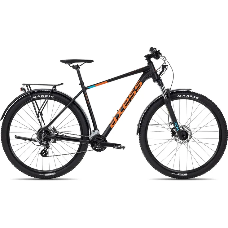 Axess SANDEE DX ATB, 29 Zoll All-Terrain-Bike in Schwarz mit 2x8-Gang Shimano Schaltung, LED-Lichtanlage und Federgabel