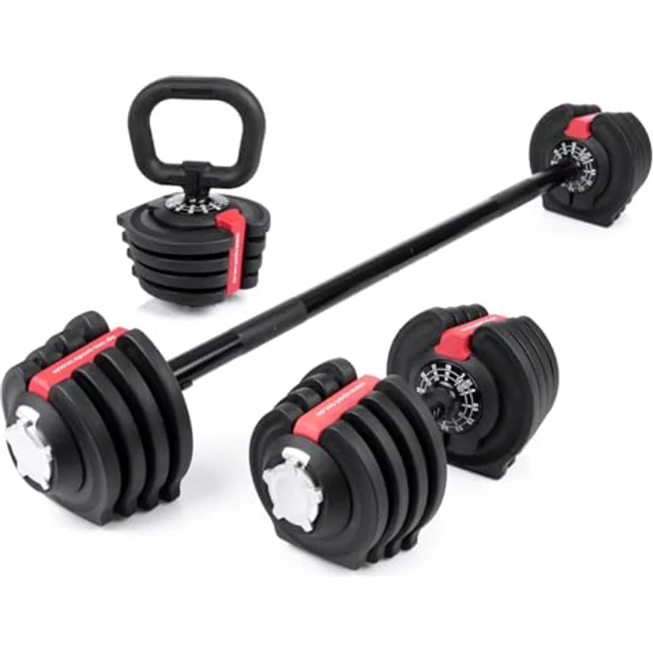 Sport-Tec 3 in 1 Multi Hantel-Set 1-19 kg, vielseitiges Hantelset für Ganzkörpertraining, platzsparend - Schwarz – Bild 1