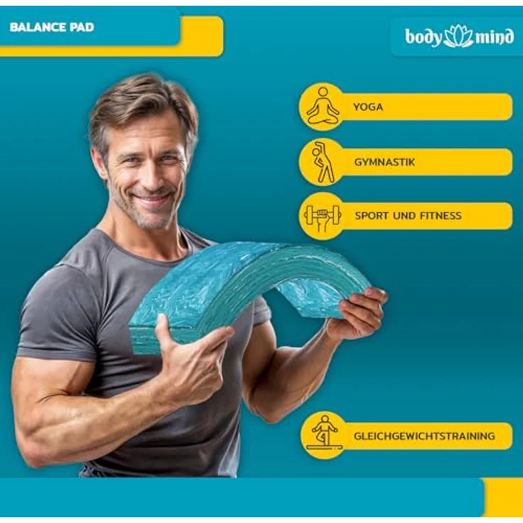 Body & Mind® Balance-Pad, Rutschfestes Gleichgewichtskissen aus TPE-Schaum, 40 x 29 cm für Stabilität & Koordination, blau – Bild 5