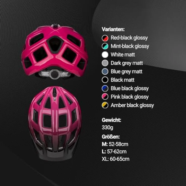 KED Crom MTB Helm, Allroundhelm mit K-FIT Anpassungssystem und LED-Rücklicht, 340g, Größe M, rosa – Bild 6