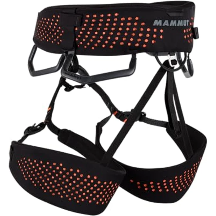 Mammut Herren Comfort Fast Adjust Klettergurt, lasergeschnittenes Gewebe, optimale Gewichtsverteilung, schnell verstellbare Beinschlaufen, black-safety orange, Größe S – Bild 2
