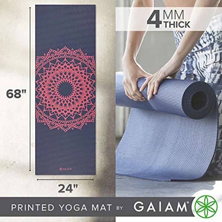 Gaiam Yoga-Matte Pink Marrakesh, rutschfeste PVC-Matte, 68"L x 24"W x 4mm, leicht und langlebig – Bild 3
