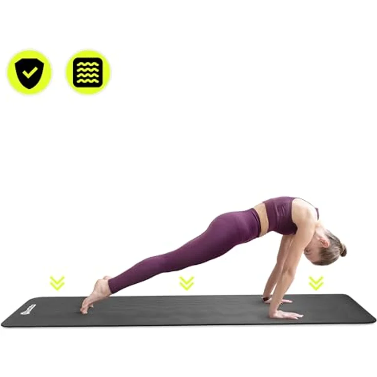 HyperMotion Yogamatte HYP58 YOGA MAT 0.8B, NBR-Schaumstoff, 183x61x0,8 cm, Schwarz, mit Tragegurt – Bild 6