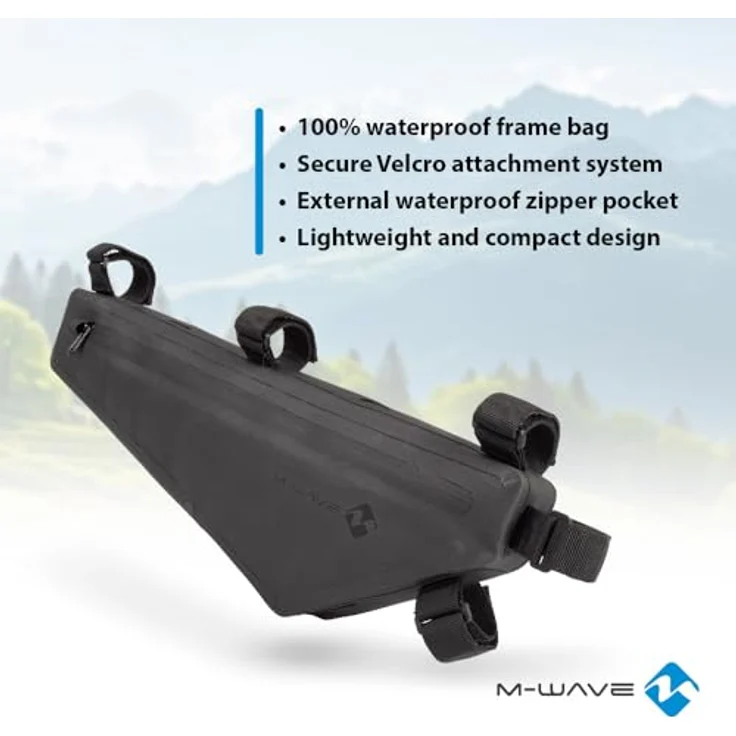 M-Wave Rough Ride II Triangle, 100% wasserdichte Rahmen-Dreieckstasche für Fahrräder, Schwarz – Bild 3