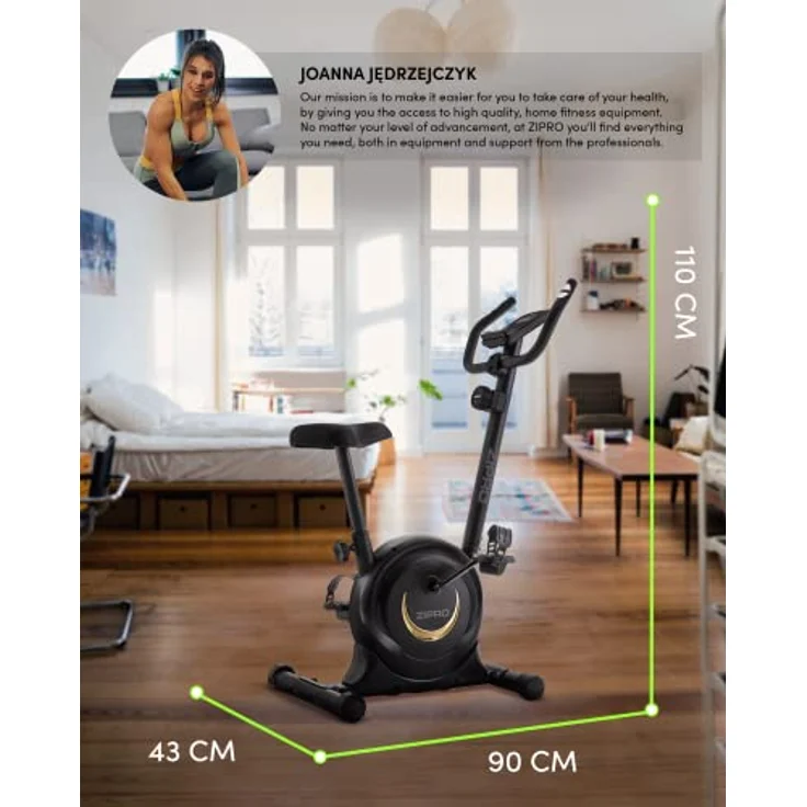 Zipro Heimtrainer Fahrrad One S Gold, Ergometer Fitnessbikes, Magnetisches Fahrradtrainer, Ergometer Fahrrad bis 110kg, Indoor Bike, Trainingsfahrrad für zuhause, Fahrradergometer Batteriebetrieben – Bild 2