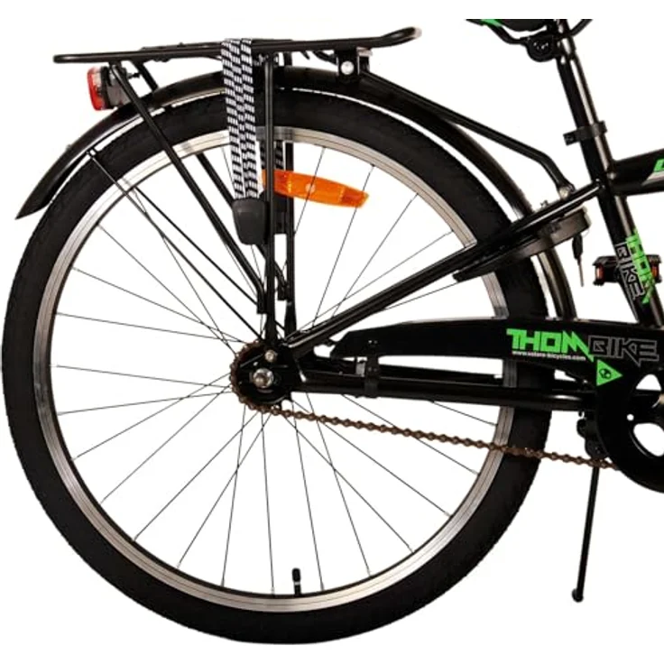 Volare Thombike Kinderfahrrad - Jungen - 24 Zoll - Schwarz Grün, Cityrad mit verstellbarem Sattel und Handbremse – Bild 3