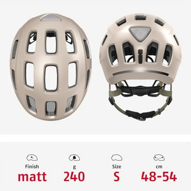 ABUS Youn-I 2.0 Fahrradhelm mit Licht für Kinder und Jugendliche, beige, Größe S – Bild 3