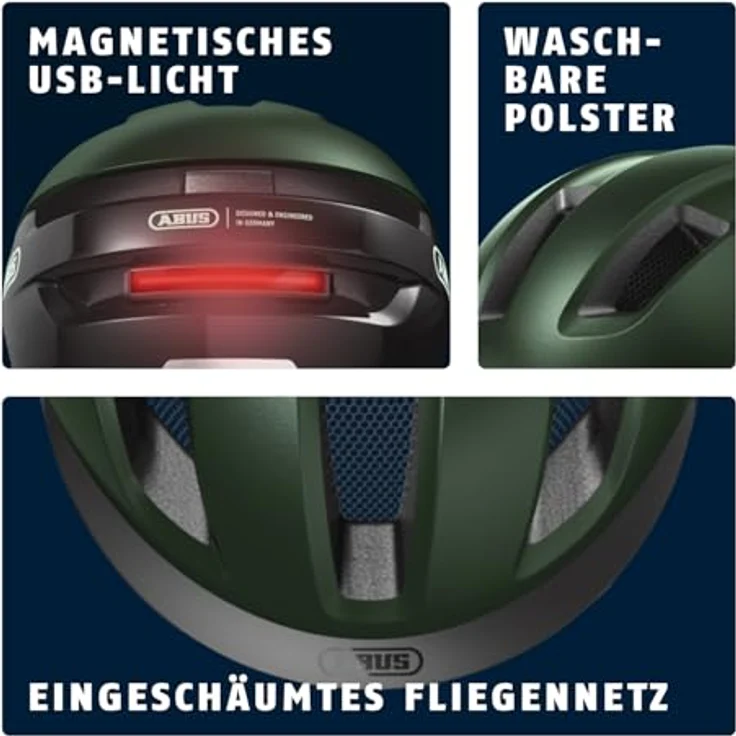 Abus PURL-Y Velohelm, NTA klassifiziert, 54-58 cm, Urban, mit verstellbarem System und LED-Licht – Bild 4