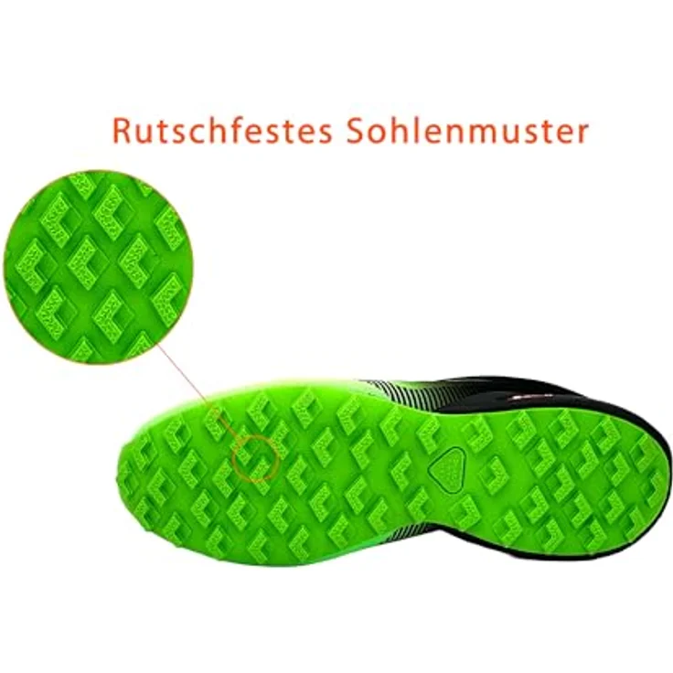 Avior Home Nowalnd Herren Damen Sneaker Laufschuhe, atmungsaktiv und rutschfest, Schwarz/Apfelgrün, Größe 41 – Bild 7