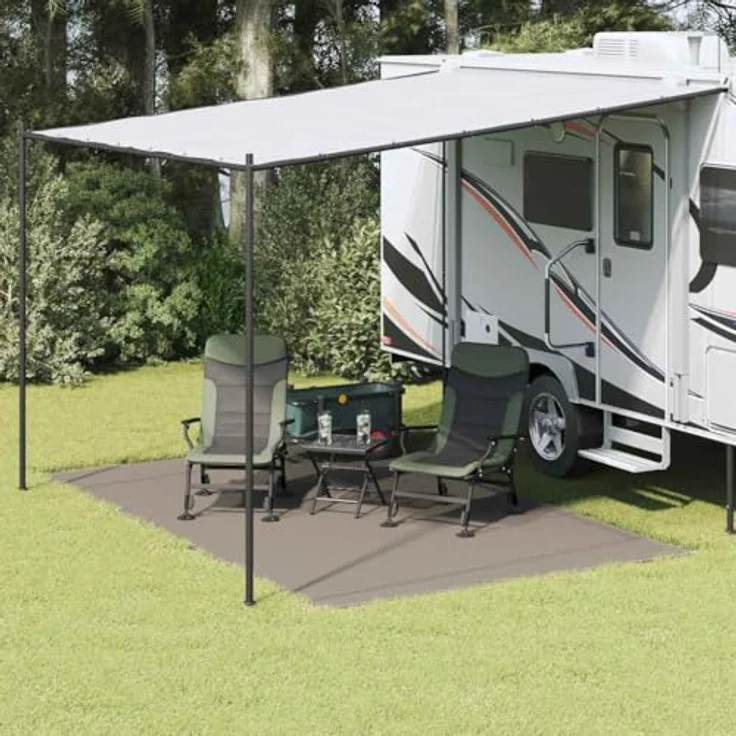vidaXL Großer Outdoor-Zelt Zubehör, Lichtgraue Polyester Teppichmatte 250 x 400 cm, Wetterfest und Robuste Abdeckung für Camping und Aktivitäten – Bild 2