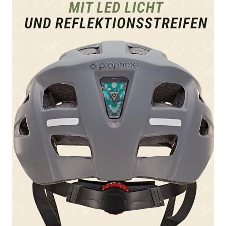 Prophete Fahrradhelm mit LED-Rückleuchte & Fidlock-Verschluss, verstellbar in Größe 58-61 cm, modernes Design in Grau, inklusive Reflexionsstreifen für optimale Sichtbarkeit – Bild 4