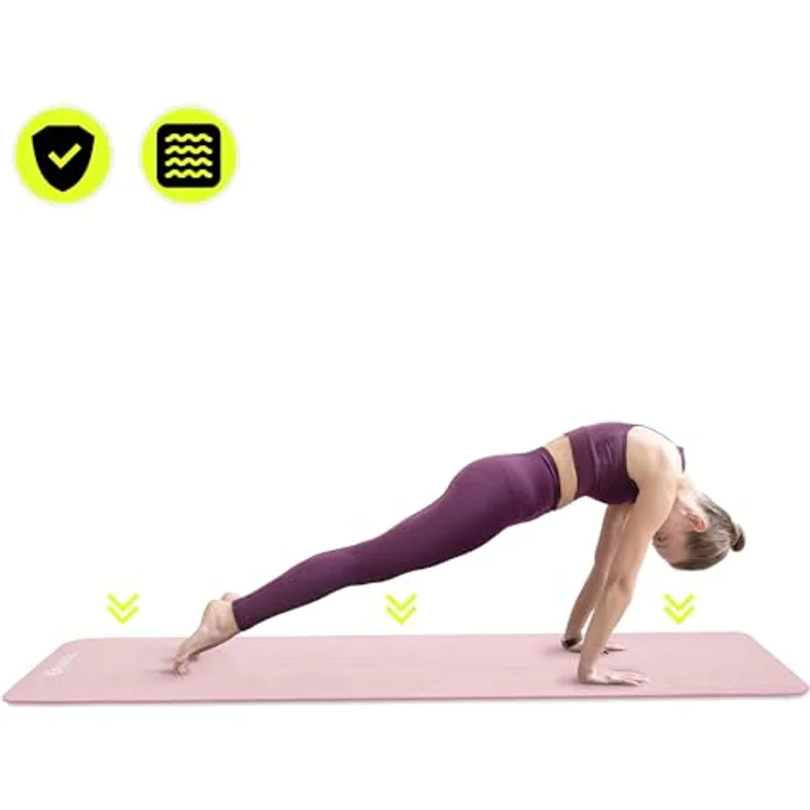 HyperMotion Yogamatte HYP55 YOGA MAT 0.8P, NBR-Schaum, 183x61 cm, 8 mm Komfortstärke, pink mit Tragegurt – Bild 3