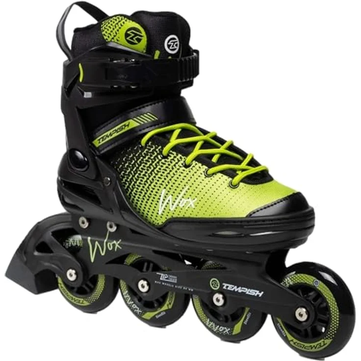 Tempish Wox 84, Inline Skates Größe 43, schwarz mit grünen Akzenten, 84 mm PU Rollen, ABEC 7 Carbon-Lager, integriertes Bremssystem – Bild 1