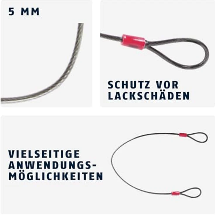 ABUS Schlaufenkabel Cobra 5/75, Kunststoff ummanteltes Stahlseil zur Sicherung von Fahrrad- und Motorrad-Zubehör, 75 cm lang, 5 mm dick, Schwarz/Rot – Bild 3