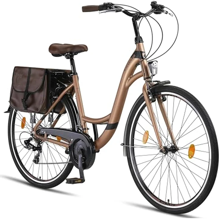 Licorne Bike Stella Plus Premium City Bike in 28 Zoll Aluminium Fahrrad - 21 Gang-Schaltung - Hollandfahrrad (28 Zoll, Gold) – Bild 1