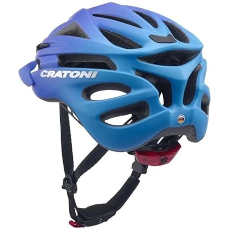 Cratoni Pacer Jr, Kinder-Fahrradhelm mit 20 Ventilationsöffnungen, blau, inkl. Rücklicht und abnehmbarem Visier – Bild 3
