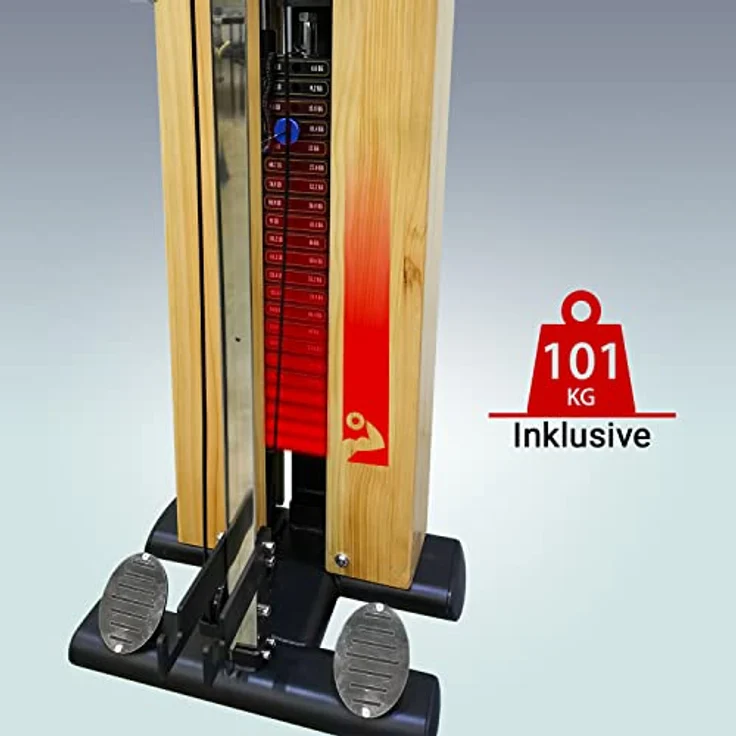 AsVIVA Kraftstation MG7 Holz Kabelzugstation mit 101 KG Gesamtgewicht und inklusive Hantelbank (Light Wood) – Bild 5