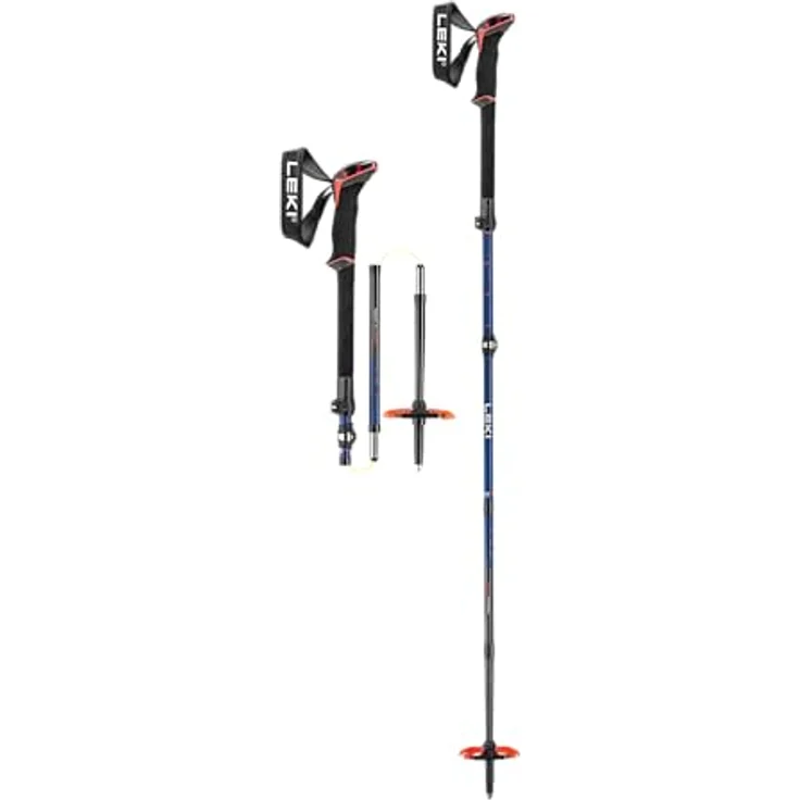 LEKI Sherpa FX Carbon Skistöcke, faltbar und verstellbar, 110-130 cm, Midnight Blue-darkblue-red, 272 g pro Paar – Bild 1