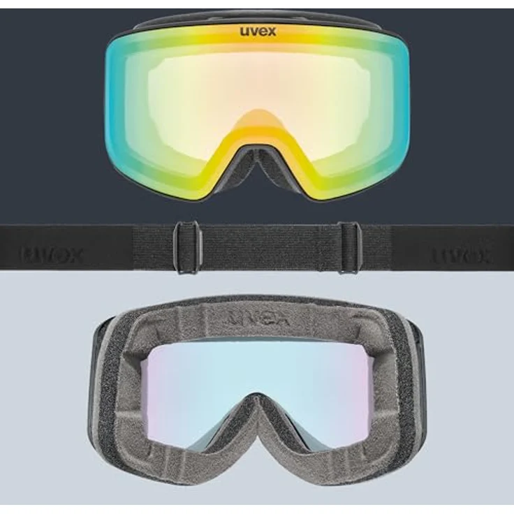 Uvex pyrit V, selbsttönende Skibrille mit variomatic Scheibentechnologie, zylindrischer Doppelscheibe und blitzschneller Anpassung an Lichtverhältnisse, black matt/green-clear, one size – Bild 4