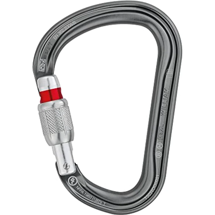 PETZL William M36A SL Karabiner, Aluminium mit Schraubverriegelung, silber, 28 mm, leicht und kantenfrei, Keylock-System, CE EN 362 zertifiziert – Bild 1