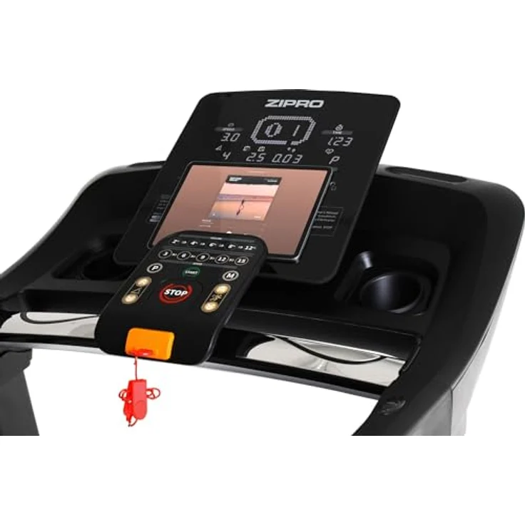 Zipro klappbar Laufband mit Steigung Dream Gold, Treadmill bis 150kg mit 18+3 Trainingsprogrammen, USB, Holder, Lautsprecher, Walking Pad Geschwindigkeit 1-22 km/h und 3.5-6 PS Motor, LCD – Display – Bild 3
