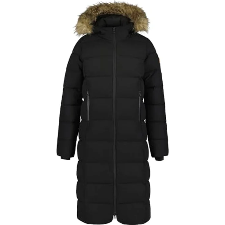 Icepeak Brilon Mantel Damen, schwarze Skijacke Gr. 44, wasserabweisend, atmungsaktiv, mit abnehmbarer Kapuze und Kunstpelz – Bild 1