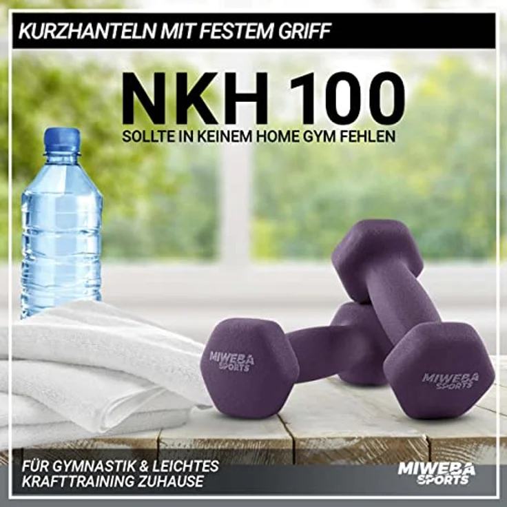 Miweba Sports Neopren Hantelset NKH100 | 𝐏𝐫𝐨𝐟𝐢 Hantel - Hexagon Hanteln Set - Kurzhanteln - Kurzhantel Set - Gymnastikhanteln - Hantel Set - Dumbbell - 0,5-10 Kg (2X 1.0 kg, Lila) - Preisvergleich – Bild 2