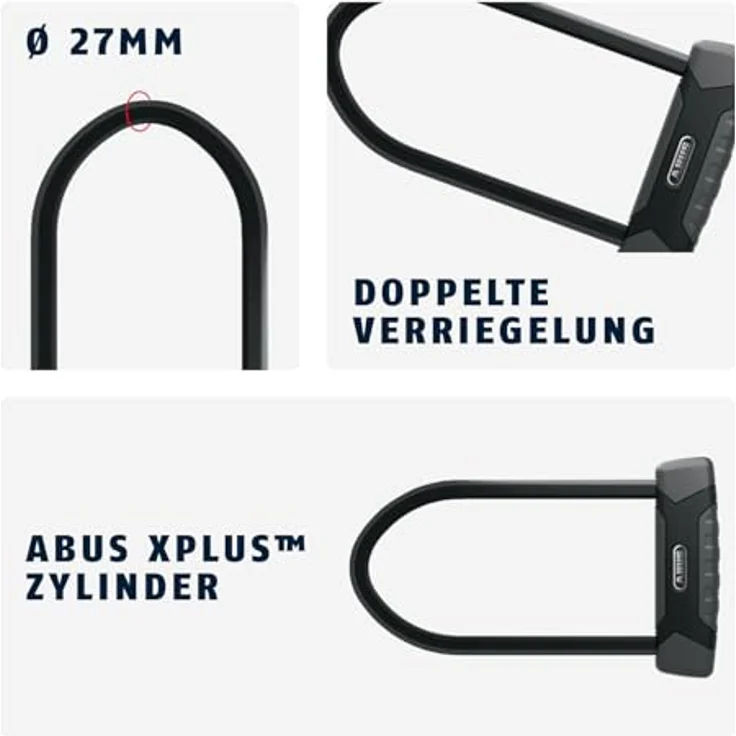 Abus Granit XPlus 540, Bügelschloss mit höchstem Diebstahlschutz aus gehärtetem Stahl und XPlus Zylinder – Bild 5