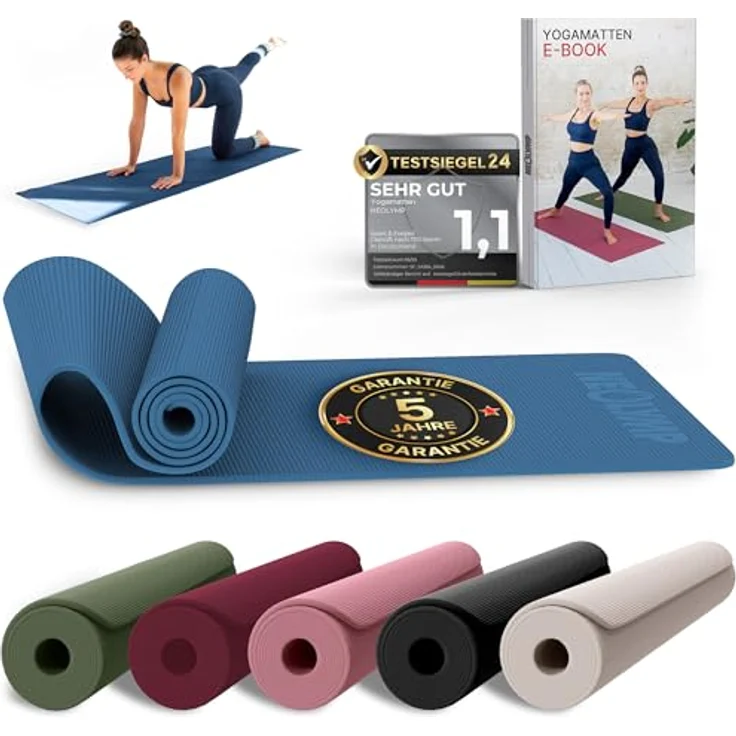 NEOLYMP Yogamatte rutschfest & gelenkschonend, 183x61cm PVC Fitnessmatte für Yoga, Pilates & Workout, Indigoblau – Bild 1