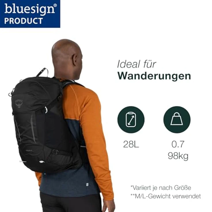 Osprey Hikelite 28 Chameleon/Black M/L, Wanderrucksack mit AirSpeed Rückenplatte und bluesign-zertifizierten Stoffen – Bild 2