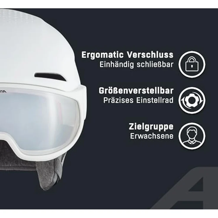Alpina Alto V, Unisex Visierhelm in Weiß matt, 2-in-1 mit multidirektionaler Visier-Gelenksmechanik, 51-55 cm – Bild 3