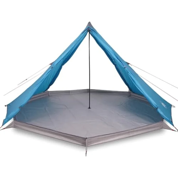 vidaXL Tipi Familienzelt 8 Personen, Wasserdichtes Campingzelt mit E-Anschluss und 2 Aufbewahrungstaschen, Blau 185T Polyester – Bild 4
