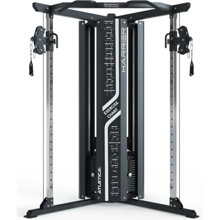 ATLETICA Harrier Kabelzugstation, 1:2 & 1:1 Übersetzung, 2x 90kg Gewichtsblock, Edelstahl-Komponenten, dualer Kabelzug, Functional Trainer – Bild 2