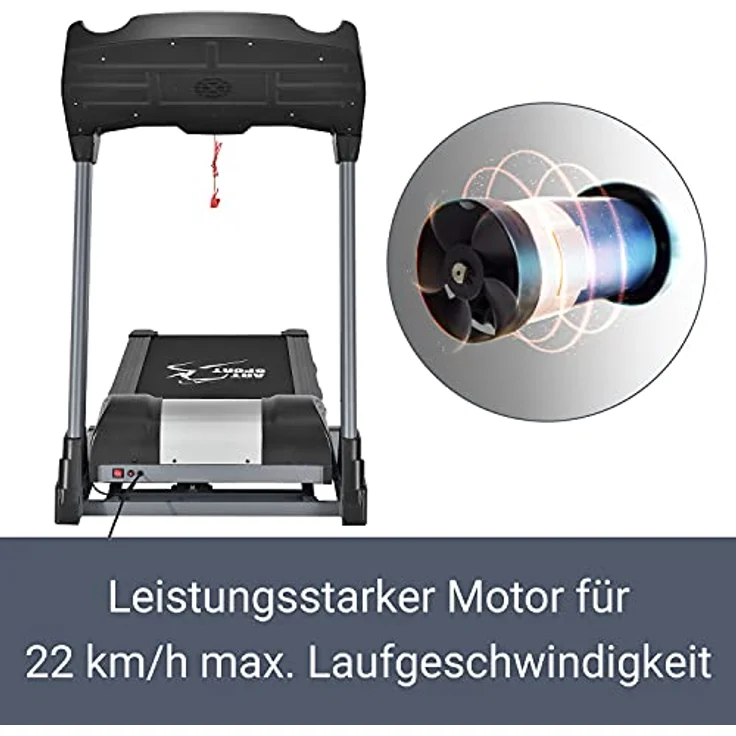 ArtSport Laufband Speedrunner 6000 klappbar - 22 km/h, 99 Programme, 22 Steigungsstufen, 7 Zoll LCD Display, bis 150 kg, Lauffläche: 133 x 50 cm – Bild 4