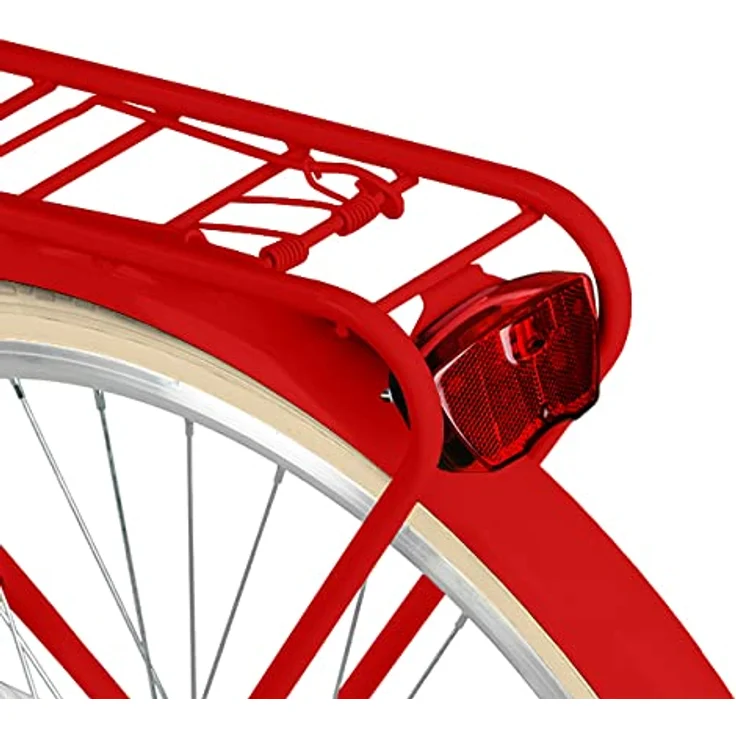 Milordbikes City-Fahrrad, Rot, 46 cm, Metallrahmen, Freizeit- und Sportbike mit Aluminiumfelgen und integriertem Träger – Bild 7