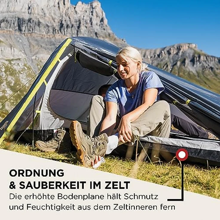 Coleman Zelt Bedrock 2, leichtes 2-Mann-Kuppelzelt, 100% wasserdicht mit 3.000mm WS, geeignet für Camping, Wander- & Motorradtouren, grün – Bild 4