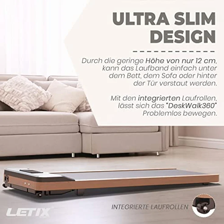Letix Sports Laufband DeskWalk360 Motorisiert mit LCD-Display, Schreibtisch Heimtrainer Elektrisch (Antistatische Lauffläche, Ultra Slim Design) - Preisvergleich – Bild 5