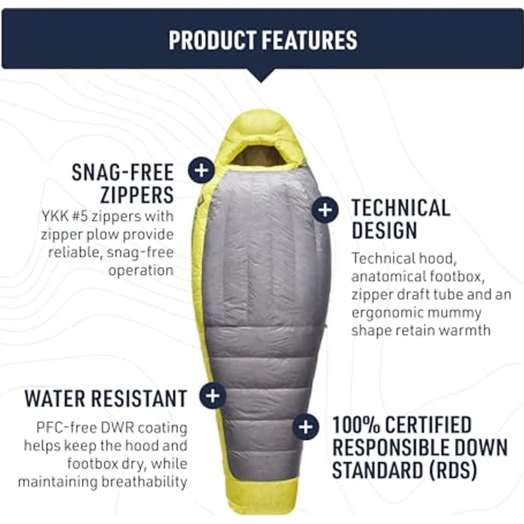 Sea To Summit Spark 7C, Daunenschlafsack für Frauen, 196 cm, 850+ RDS-zertifizierte Gänsedaunenfüllung, PFC-frei, wasserabweisend, technischer Reißverschluss – Bild 3