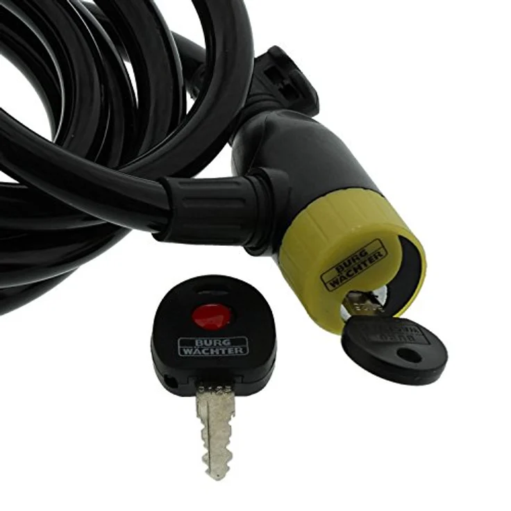 BURG-WÄCHTER Spiralseilschloss 340 180 L, Schlüssel-Fahrradschloss mit Halterung, Diebstahlsicherung, 180 cm lang, Ø12 mm, farbig sortiert – Bild 2