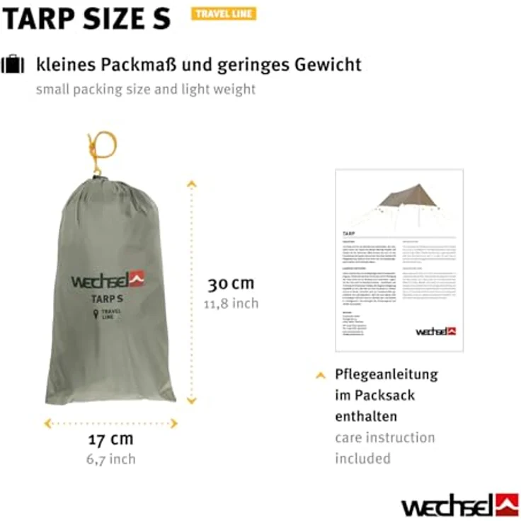 Wechsel Tarp, Wetterschutz für Camping, robustes Polyester, 1.10 kg, inklusive Abspannleine – Bild 3