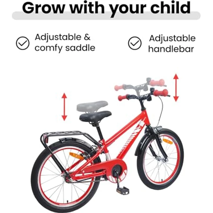 vidaXL Kinderfahrrad 18 Zoll, rot, für 5-7 Jahre, max. Gewicht 50 kg, zerlegt geliefert – Bild 5