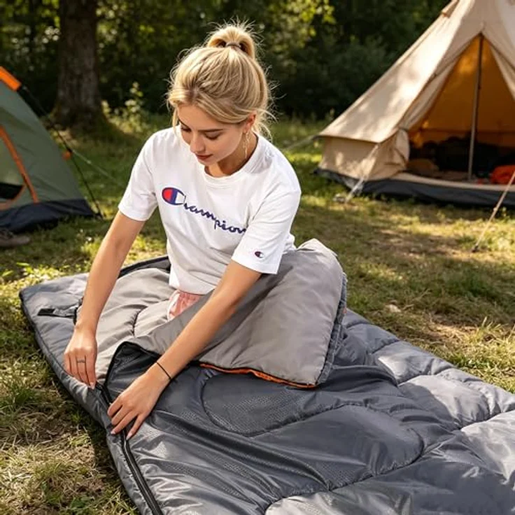 SWTMERRY Schlafsack für 3-4 Jahreszeiten, wasserdicht und atmungsaktiv, leicht, für Jugendliche und Erwachsene, ideal zum Wandern und Campen – Bild 5
