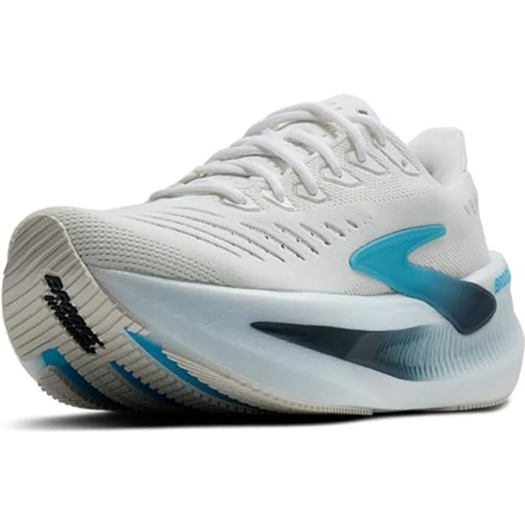 Brooks Glycerin Max 2, Neutrale Allround-Laufschuhe mit GlideRoll™-Rocker, atmungsaktives Mesh-Obermaterial, White/Orange/Green Blue Slate, Größe 48.5 – Bild 7