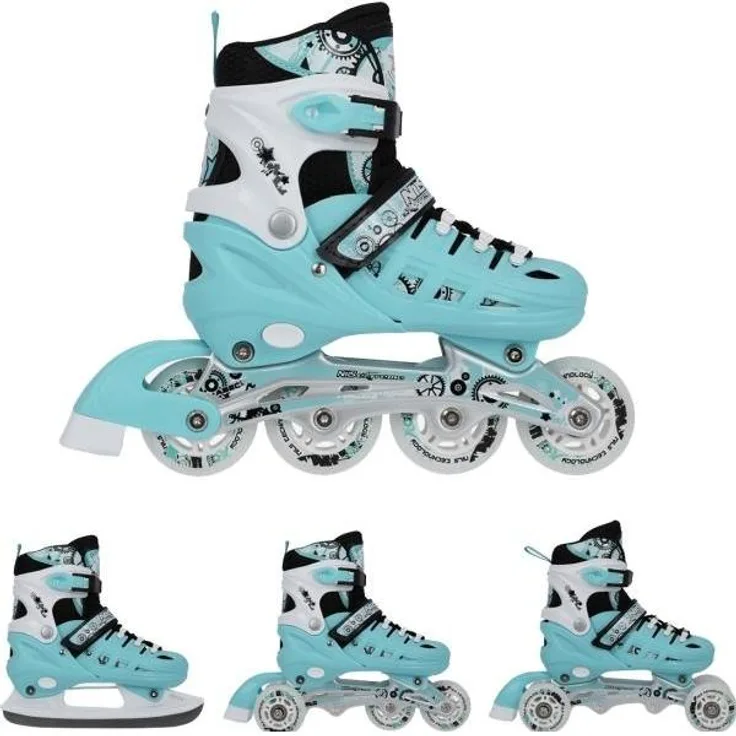 Nils NH10905 Extreme, Inline Skates mit verstellbarer Größe, Aluminiumkufe und ABEC7-Lagern, Schwarz