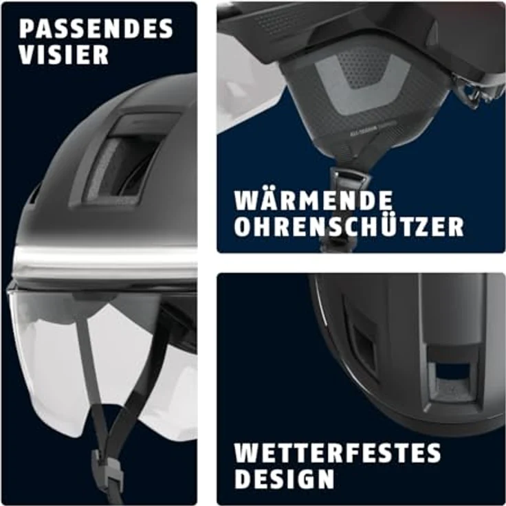 ABUS Fahrradhelm HYP-E B.LACE - mit Front-, Rück- und Blinklicht, kabellosem Bremslicht, Visier und Ohrenschützern - für Fahrrad, E-Bike und S-Pedelec - Grau, Größe M (54-58 cm) – Bild 3